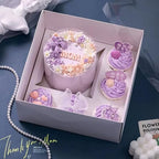 Bento Cake and Cupcake Box 2-in-1 4-inch Cake and 5 Cupcakes Box 5 Sets with One Wide Roll of Ribbon for Family Dinner Birthday Party Picnic Gift (TB02)