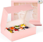 VGOODALL 12 Count Cupcake Boxes, 6PCS 13.2x9.8x4Inches Pink Cupcake Container with Window Boxes Holding 72 Pastry Box for Birthday Holiday Party Bakery Supplies