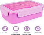 Caperci Classic Bento Box Adult Lunch Box for Older Kids - Leakpoof 47 oz 3-Compartment Lunch Containers for Adults and Teens, Built-in Utensil Set, Ideal for On-the-Go Balanced Eating, Vivid Orchid