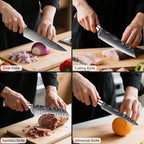 10-Piece Premium Japanese Kitchen Knife Set - Imperial Collection, Laser Damascus Pattern, 440A Stainless Steel Ultra Sharp for Fast Cutting (Blue)