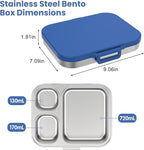 Stainless Steel Bento Lunch Box for Kids | 3-Compartment Lunch Box Container Kids | 100% Leakproof, Eco-Friendly, Perfect Portion Control for Kids&Adult Healthy Meals (Blue)