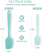 14in Extra Long Silicone Spatula: U-Taste 480ºF Heat Resistant Flexible Baking Mixer Scraper, Large Rubber Mixing Stirring Scraping Seamless Kitchen Turner Utensil for Nonstick Cookware (Aqua Sky)
