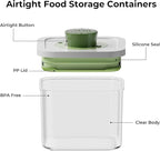 linoroso Set of 4 Pop Airtight Food Storage Containers with Date Recording Lids, Stackable Plastic Kitchen Storage Containers, Dry Cereal Container Set for Pantry Countertop Fridge Organization