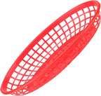 80 Pack 8.9x5.7x1.6 Inch Red Plastic Fast Food Baskets, Restaurant and Deli Serving Baskets for Picnic, Chicken, Burgers and Fries