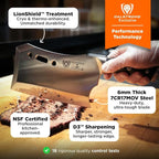 Dalstrong Obliterator Meat & Veggie Cleaver Knife - 9 inch - Gladiator Series R - Wood Stand & Sheath Cover - Razor Sharp Heavy Duty Bone Chopper- 3lbs 6mm Thick - 7CR17MOV Carbon Steel - G10 Handle