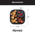 madesmart Dipware Reusable Dining Plate/Serving Tray for Appetizers and Snacks, Food-Safe Appetizer Serving Platter with Removable Dip Bowl, Carbon (Pack of 6)