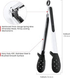 12 Inch Kitchen Tongs for Cooking, 600ºF Heat Resistant Silicone Cooking Tongs with Silicone Tip & Integrated Tool Rests for Tossing Salad, Serving Food, Grilling, Non-Stick & Dishwasher Safe (Black)