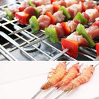 12 Pack Kabob Skewers BBQ Barbecue Skewers Stainless Steel Sticks 23.5 Inch Heavy Duty Large Wide Reusable with Nonslip Wooden Handle Ideal for Shish Kebab Chicken Shrimp and Vegetables