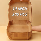 10 Inch Air Fryer Paper Liners, 100Pcs Air Fryer Liner Disposable, Oil-Proof & High-Temperature Resistant Parchment Baking Paper for Air Fryer, Microwave and Oven（Bottom Is 9 Inch）