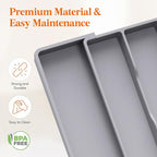 Lifewit Silverware Drawer Organizer and Utensil Organizer Set, Expandable Cooking Cutlery Tray for Kitchen, Adjustable Plastic Flatware Holder Storage Divider for Spoons Forks Knives, Large, Gray