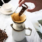 Pour Over Coffee Maker, Ceramic Coffee Dripper 20oz/620ml, with 50 pcs V60 Paper Filter, Drip Coffee Brewer, Vintage-Style (white, 1)