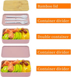Bento Box Adult Lunch Box with Dividers, Pink, Plastic