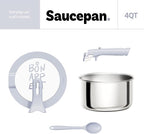 CAROTE 4QT Stainless Steel Sauce Pan with Stand-Up Lid, Nonstick Stainless Steel Pot with Detachable Handle, Non Toxic Kitchen Saucepan, Induction Kitchen Cookware, Oven Safe to 600°F