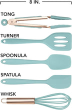 COOK WITH COLOR Silicone Cooking Utensils, Kitchen Utensil Set, Easy to Clean Silicone Kitchen Utensils, Cooking Utensils for Nonstick Cookware, Kitchen Gadgets Set, Mini, Aqua