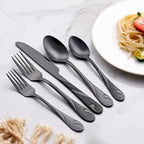 Black Silverware Set for 12, 60-Piece Stainless Steel Flatware Set, Shiny Black Metal Cutlery Set, Include Fork, Knife and Spoon Set, Dishwasher Safe