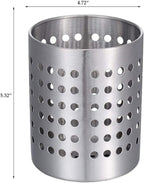 KSENDALO Small Stainless Steel Utensil Holder, SUS304 Silverware Utensil Drying Rack, Utility Sturdy Home Kitchen Daily Use Utensil Drainer for Countertop, Silver (5.32inch Tall)