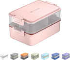 linoroso Stackable Bento Box Adult Lunch Box | Meet All You On-the-Go Needs for Food, Salad and Snack Box, Premium Bento Lunch Box for Adults Include Utensil Set, Dressing Containers - Frozen Berry