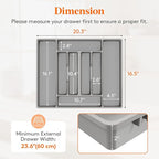 Lifewit Silverware Organizer, Plastic Kitchen Utensil Drawer Tray, Cutlery Flatware Storage Holder for Spoons Forks Knives, 20 x 16 Inches, 8 Compartment, Gray