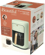 Beautiful 14-Cup Programmable Coffee Maker with Touch-Activated Display – Brew Hot Coffee Fast, Keep Warm & Auto-Pause (Sage Green)
