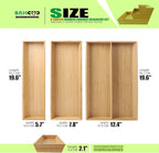 V-Shaped Bamboo Drawer Organizer Set of 3, Kitchen Large and Long Utensil Plate, Flatware & Silverware Storage Box, Wood Drawer Organizer for Bedroom, Living Room (19.6"x5.7" & 7.8" & 12.4")