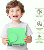 Bento Box for Kids - Leak-Proof Bento Lunch Box with Insulated Thermos Food Jar - 4 Compartments, 1 Removable Divider, 1Spoon, 1 Fork - Dishwasher Safe, BPA-Free (Green)