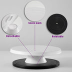 Cake Stand, 12'' Rotating Cake Turntable Revolving Cake Spinner Stand Cake Decorating Kit Display Stand Bamboo Fiber Turns Smoothly Painting Turn Table Stand for Pastries, Cupcakes(White, L)