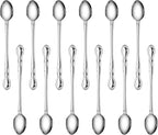 New Star Foodservice 58765 Stainless Steel Rose Pattern Iced Teaspoon 7.7-Inch Set of 12