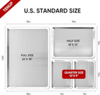 TENUP 6 Pack Aluminum Half Sheet Pan, 18" x 13" Heavy Duty Commercial Baking Tray Reinforced Rim, Warp-Resistant Rust-Free