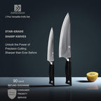 10C Pro Kitchen Knife Set 2pc,8" Chef Knife & 5.5" Utility Knife,VG10 High Carbon Stainless Steel,6-Star Sharp Standard,G10 Black Handle,Love's Gift Box
