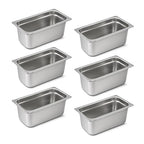 1/3 Hotel Pans 6 Inch Deep Stainless Steel Food Pan - Anti-Jam 6 Pack Steam Table Pan Set for Catering, Buffet Use, Kitchen Prep