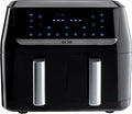 Aria 10 Qt Dual Air Fryer with 2 Baskets, Smart Sync Dual Air Fryers, Easy Clean Dishwasher Safe Double Basket, Large Sized for Family Meals, XL Touchscreen Display, 8 Meal Presets, Black