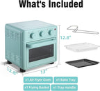 Novaspark Air Fryer Toaster Oven Combo, Retro Convection Oven Countertop,16QT Small Toaster Oven, 4-slices or 9" Pizza,Bake,Toast,Broil, Air Fry, Rapid Heating Mini Conventional Oven, Non-Stick, Blue