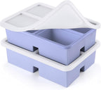 2 PACK 1 Cup Silicone Freezer Trays With Lid For Freeze & Store Soup, Broth, Leftovers, Microwave-safe Soup Freezer Container - Purple