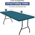 homing Rectangle Table Cloth Cover, Waterproof Polyester Elastic Fitted Tablecloth, Fits for 8 Foot Folding Tables, Washable Table Protector for Picnic, Camping, Outdoor (Peacock Blue, 30" x 96")