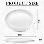 Dandat 36 Pcs Large Serving Platters Oval Trays White Plates Serving Dish for Wedding Party Restaurant Home Steak, Taco, Sushi, Appetizer, Cake (14 Inch)