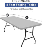 homing Rectangle Table Cloth Cover, Waterproof Polyester Elastic Fitted Tablecloth, Fits for 5 Foot Folding Tables, Washable Table Protector for Picnic, Camping, Outdoor (Light Grey, 30" x 60")