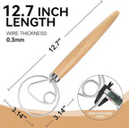 Danish Dough Whisk Dutch Bread Mixer Stainless Steel Hook Wooden Handle Baking Tools for Sourdough Pizza Pastry Cake Batter Making