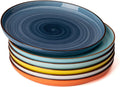 Sweese 7.4 Inch Porcelain Dessert Plates - Round Salad/Appetizer Plate Set, Microwave Dishwasher Safe, 6 Pack, Vibrant Colors