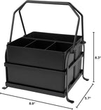 Silverware Caddy Utensil Organizer With Handle, Outdoor Picnic and Camping Utensil Holder, Flatware Holder for Party Gatherings, Metal - Black