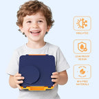 Bento Box for Kids - Leak-Proof Bento Lunch Box with Insulated Thermos Food Jar - 4 Compartments, 1 Removable Divider, 1Spoon, 1 Fork - Dishwasher Safe, BPA-Free (Navy blue)