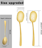 8 Pieces Extra Large Serving Spoons Set, 11 Inch Serving and Slotted Spoon, Stainless Steel Cooking Spoons, Serving Utensils for Kitchen Buffet Parties (Gold)