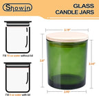 10 OZ Thick Candle Jars for Making Candles 15 Pcs, Empty Jars with Wood Lids for Candle Making, Sample Container, Clear Green