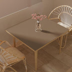 Desk Cover Protector - Used for Square Table Waterproof and Easy to Clean Good Flatness Easy to Used for Dining Table(Mud Color+Champagne Gold 44x44)