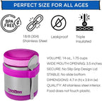Yumbox Zuppa Leak-Proof Insulated Food Jar, 14 oz (1.75 cups), Triple Insulated Stainless Steel, Keeps Food Hot for 6 Hours, Cold for 12 Hours, Wide Mouth with Removable Utensil Band, Bijoux Purple
