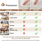 Warmstar Clear Table Cover Protector 24 x 60 Inch,1.5mm Thick Plastic Table Cover Rectangle,PVC Clear Table Protector,Desk Protector Mat for Kitchen, Dresser, Writing Desk，Dining Room Table