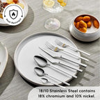 Karaca Boreas 84-Piece Kitchen Silverware Sets, Stainless Steel Cutlery Set for 12 People, Durable, Elegant, Dishwasher Safe, Includes Table & Dessert Spoons, Forks & Knives