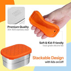 3 Pcs 8oz Stainless Steel Kids Lunch Box, Small Snack Containers with Lids, Reusable Leak Proof Lunchbox, Salad Dressing Container to Go, Mini Bento Box for Daycare School