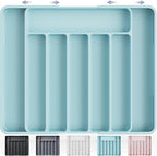 Kitsure Cutlery Drawer Organiser for Kitchen - Adjustable Cutlery Tray for Effortless Utensil Sorting, Versatile Kitchen Storage & Organisation Solution, 13.70" x 1.54" x 10.94"~20.08", Blue