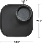 Madesmart Dipware Reusable Dining Plate/Serving Tray for Appetizers and Snacks, Food-Safe Appetizer Serving Platter with Removable Dip Bowl, Midnight