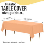 Exquisite 66% Thicker Premium Plastic Table Cloth Rectangle Table Cover 0.5 Mil 12 Pack Peach Table Cloth 54 Inch x 108 Inch Disposable Tablecloth Won't Tear Easily Like Cheap Thin Brands